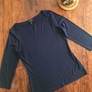 Deep Blue 3/4 Sleeve Square Neck Top